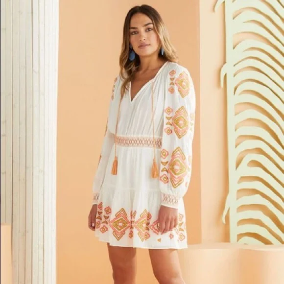 Marie Oliver Dresses | Nwot Marie Oliver White Dress | Color: Orange/White | Size: Xs | Emccallen's Closet